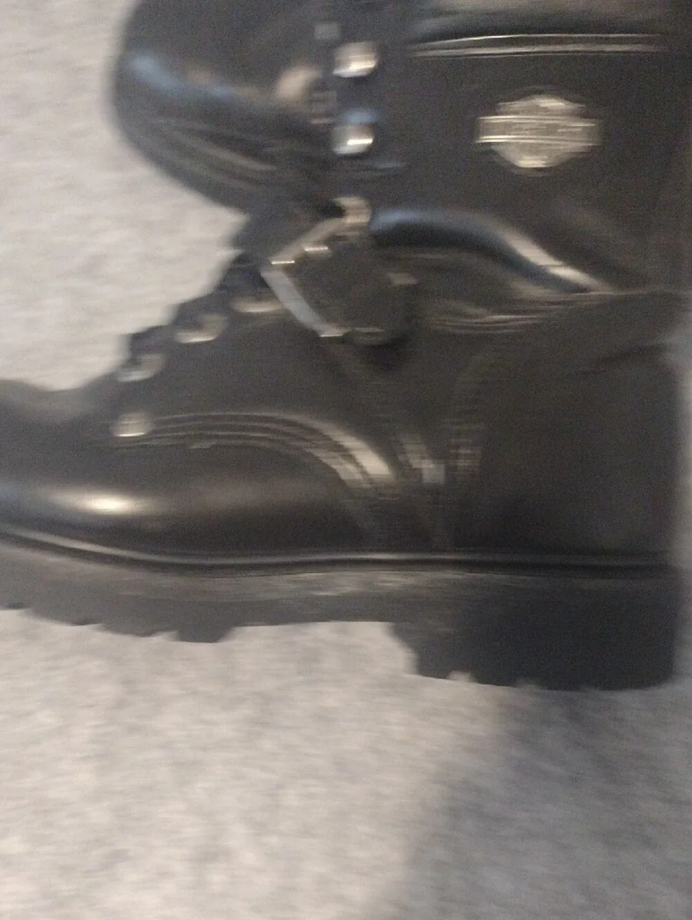 Harley-Davidson Black Leather Lace-Up Boot with Buckle